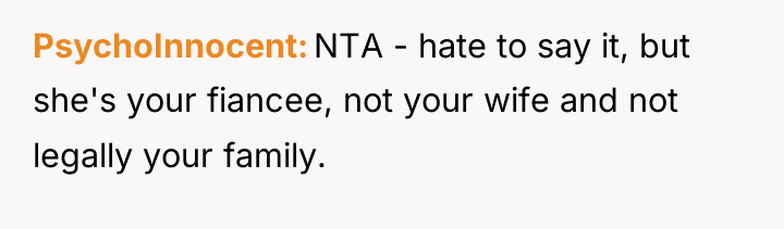 PsychoInnocent NTA - hate to say it, but she's your...