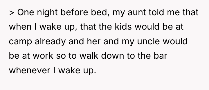 > One night before bed, my aunt told me that...
