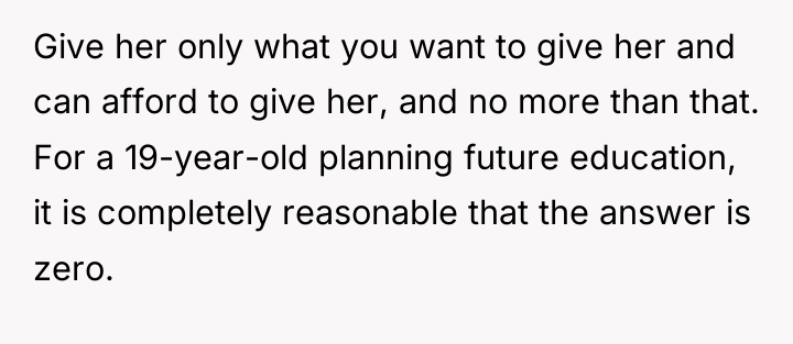 Give her only what you want to give her and...