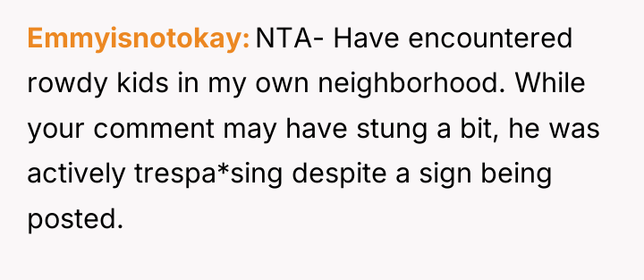 Emmyisnotokay NTA- Have encountered rowdy kids in my own neighborhood....