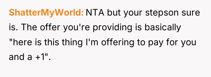ShatterMyWorld NTA but your stepson sure is. The offer you're...