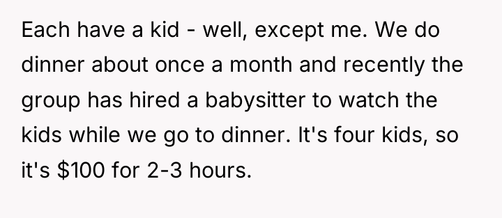 Each have a kid - well, except me. We do...