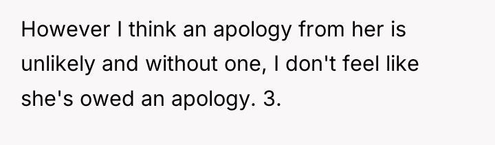 However I think an apology from her is unlikely and...