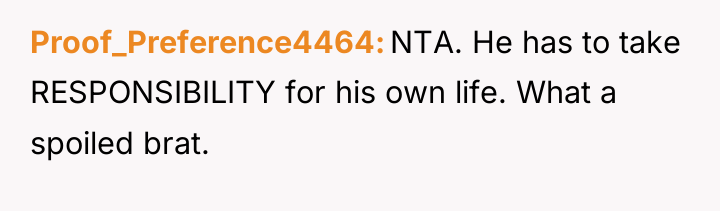 Proof_Preference4464 NTA. He has to take RESPONSIBILITY for his own...