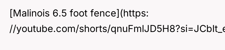 [Malinois 6.5 foot fence](https: //youtube.com/shorts/qnuFmlJD5H8?si=JCbIt_eqywtBR50l)