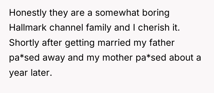 Honestly they are a somewhat boring Hallmark channel family and...