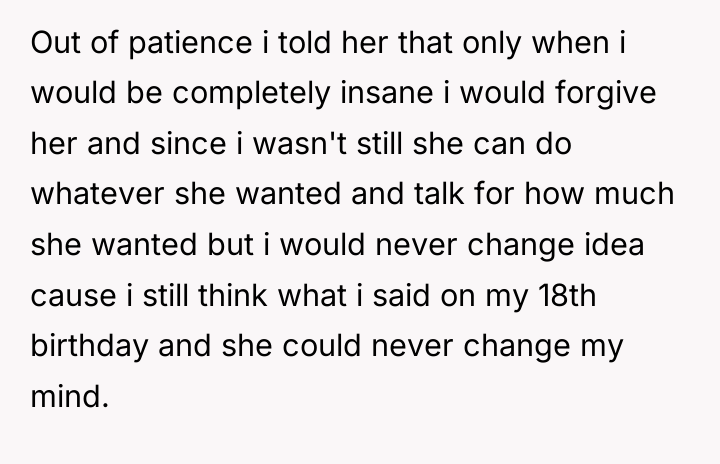 Out of patience i told her that only when i...