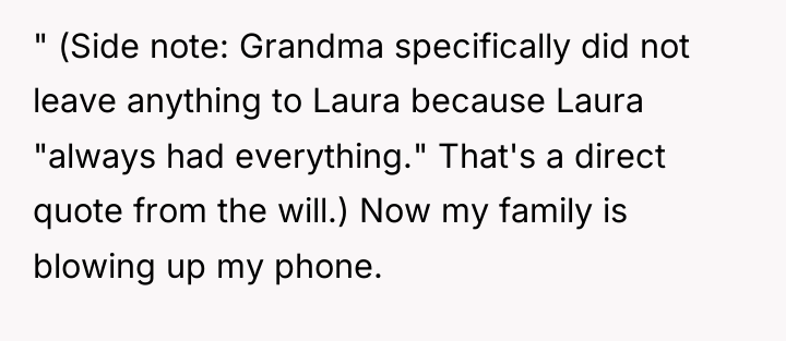 " (Side note: Grandma specifically did not leave anything to...