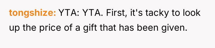tongshize YTA: YTA. First, it's tacky to look up the...