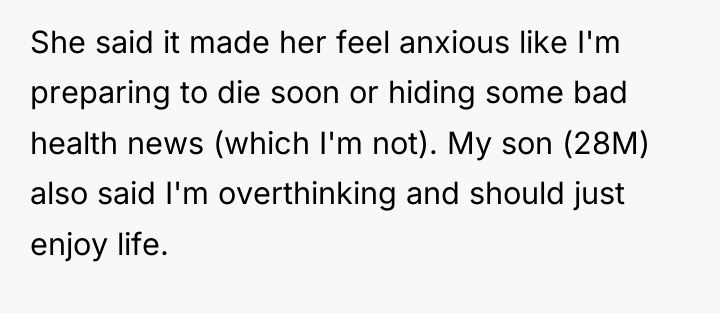 She said it made her feel anxious like I'm preparing...