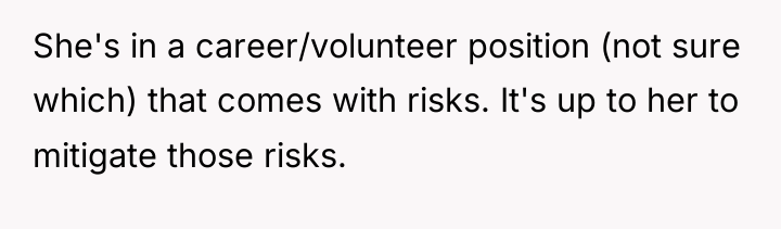 She's in a career/volunteer position (not sure which) that comes...