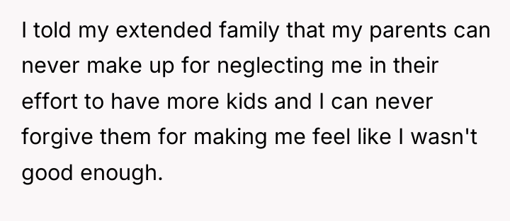 I told my extended family that my parents can never...