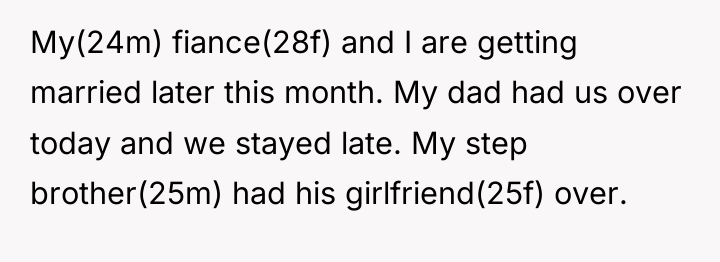 My(24m) fiance(28f) and I are getting married later this month....