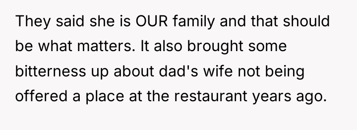 They said she is OUR family and that should be...