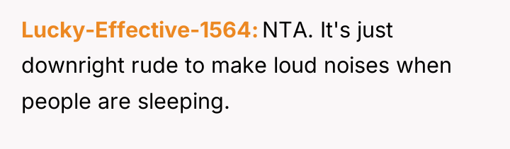 Lucky-Effective-1564 NTA. It's just downright rude to make loud noises...