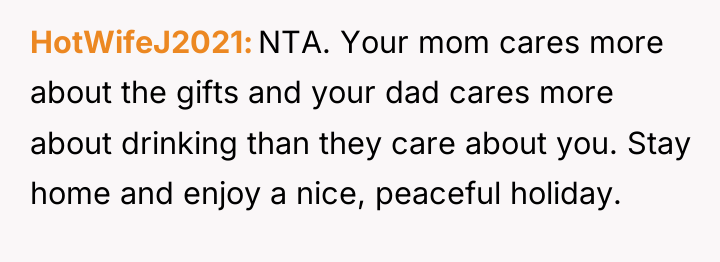 HotWifeJ2021 NTA. Your mom cares more about the gifts and...