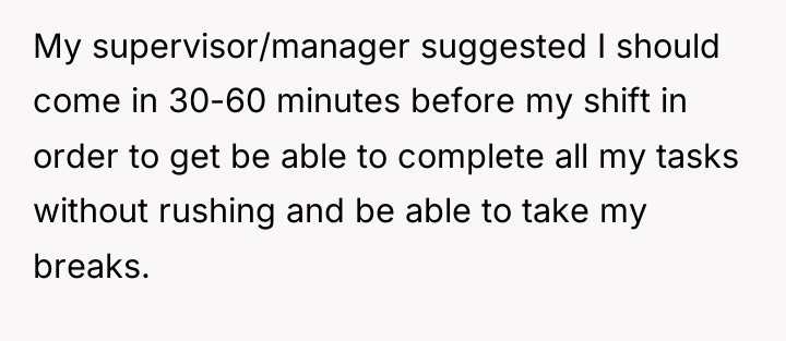 My supervisor/manager suggested I should come in 30-60 minutes before...
