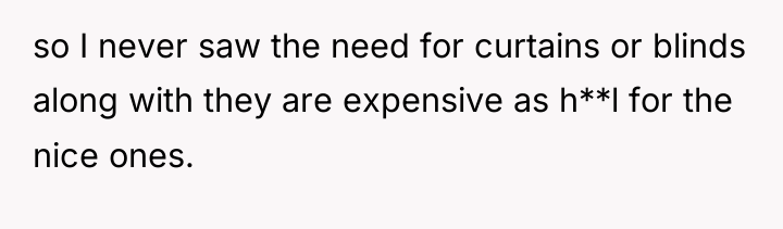 so I never saw the need for curtains or blinds...