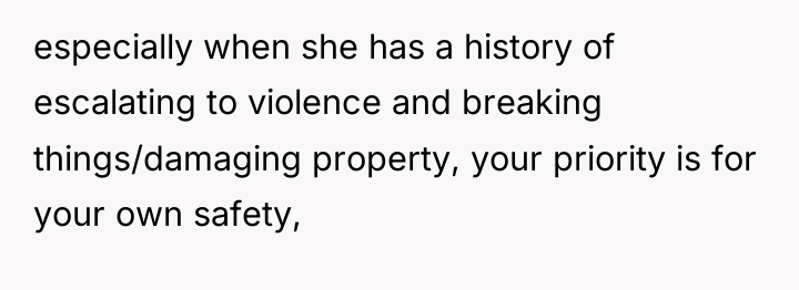 especially when she has a history of escalating to violence...