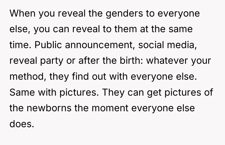 When you reveal the genders to everyone else, you can...