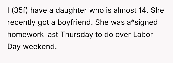 I (35f) have a daughter who is almost 14. She...