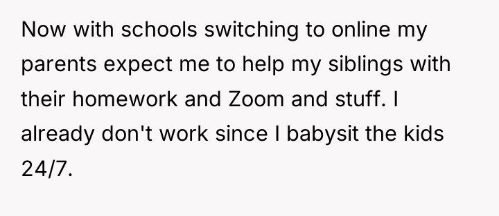Now with schools switching to online my parents expect me...