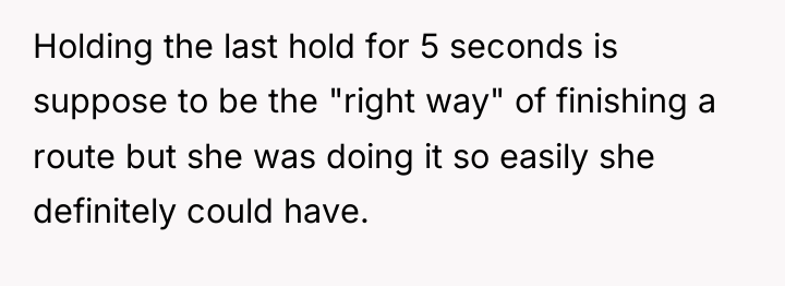Holding the last hold for 5 seconds is suppose to...
