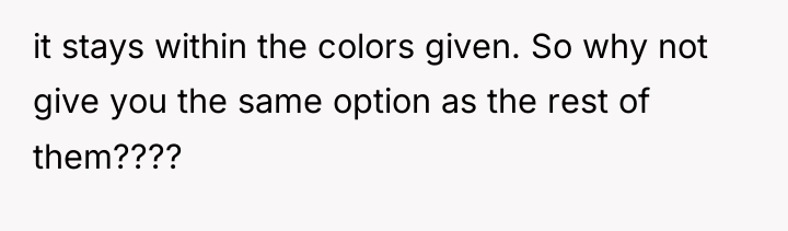 it stays within the colors given. So why not give...