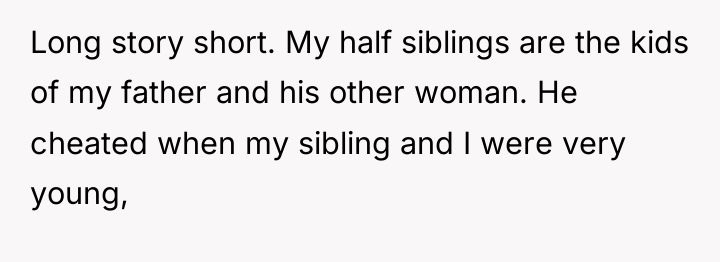 Long story short. My half siblings are the kids of...