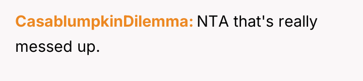 CasablumpkinDilemma NTA that's really messed up.