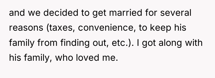 and we decided to get married for several reasons (taxes,...
