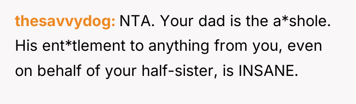 thesavvydog NTA. Your dad is the a*shole. His ent*tlement to...