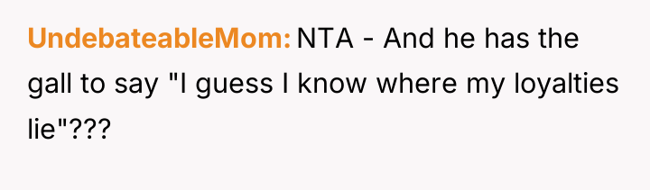 UndebateableMom NTA - And he has the gall to say...