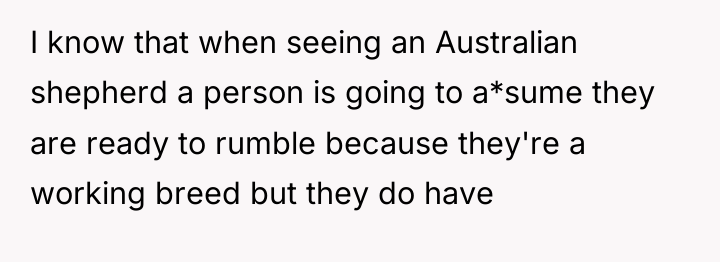 I know that when seeing an Australian shepherd a person...
