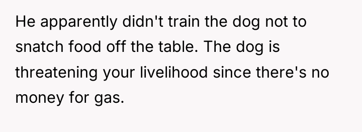 He apparently didn't train the dog not to snatch food...