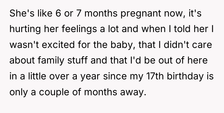 She's like 6 or 7 months pregnant now, it's hurting...