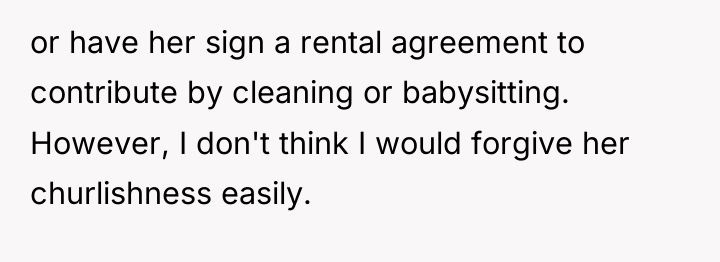 or have her sign a rental agreement to contribute by...