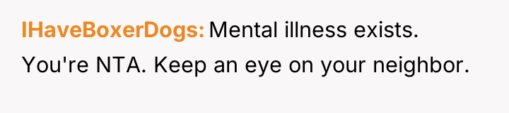 IHaveBoxerDogs Mental illness exists. You're NTA. Keep an eye on...