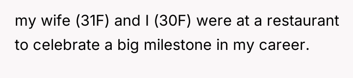 my wife (31F) and I (30F) were at a restaurant...