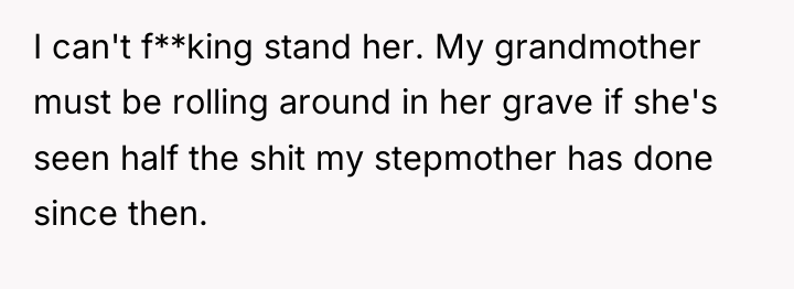 I can't f**king stand her. My grandmother must be rolling...