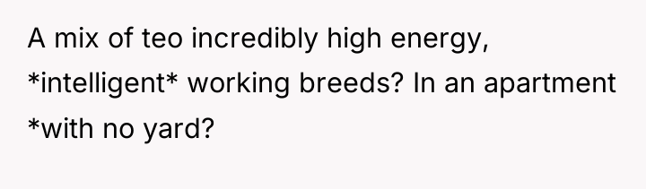 A mix of teo incredibly high energy, *intelligent* working breeds?...