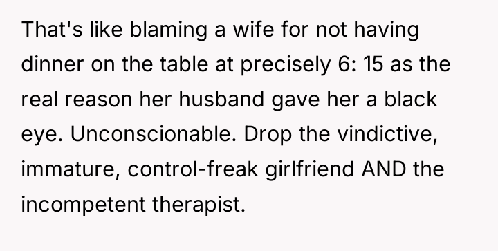 That's like blaming a wife for not having dinner on...