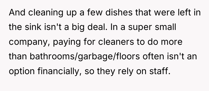 And cleaning up a few dishes that were left in...