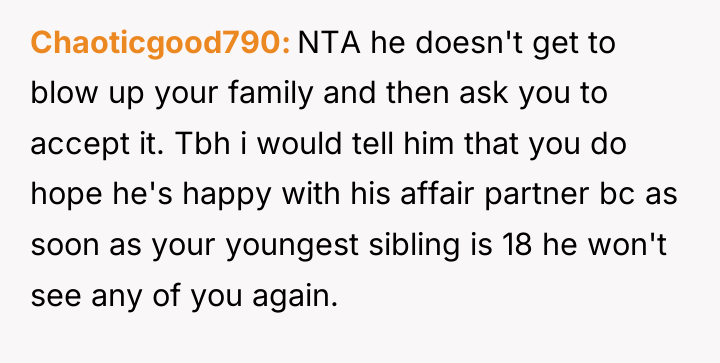 Chaoticgood790 NTA he doesn't get to blow up your family...