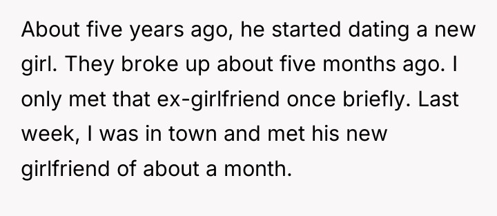 About five years ago, he started dating a new girl....