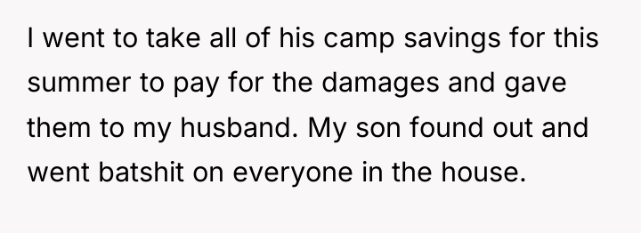 I went to take all of his camp savings for...