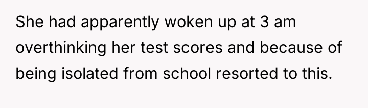 She had apparently woken up at 3 am overthinking her...