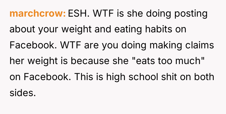 marchcrow ESH. WTF is she doing posting about your weight...