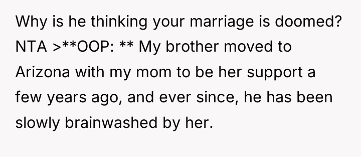 Why is he thinking your marriage is doomed? NTA >**OOP:...