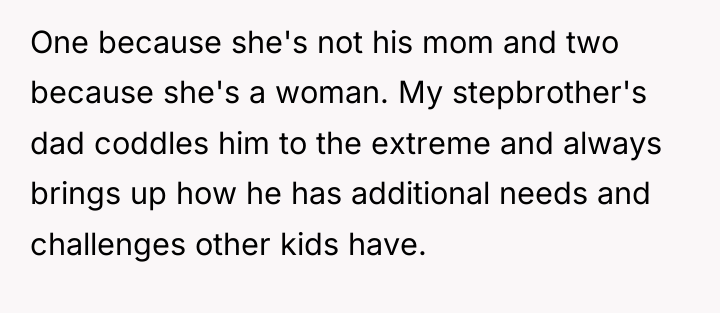 One because she's not his mom and two because she's...
